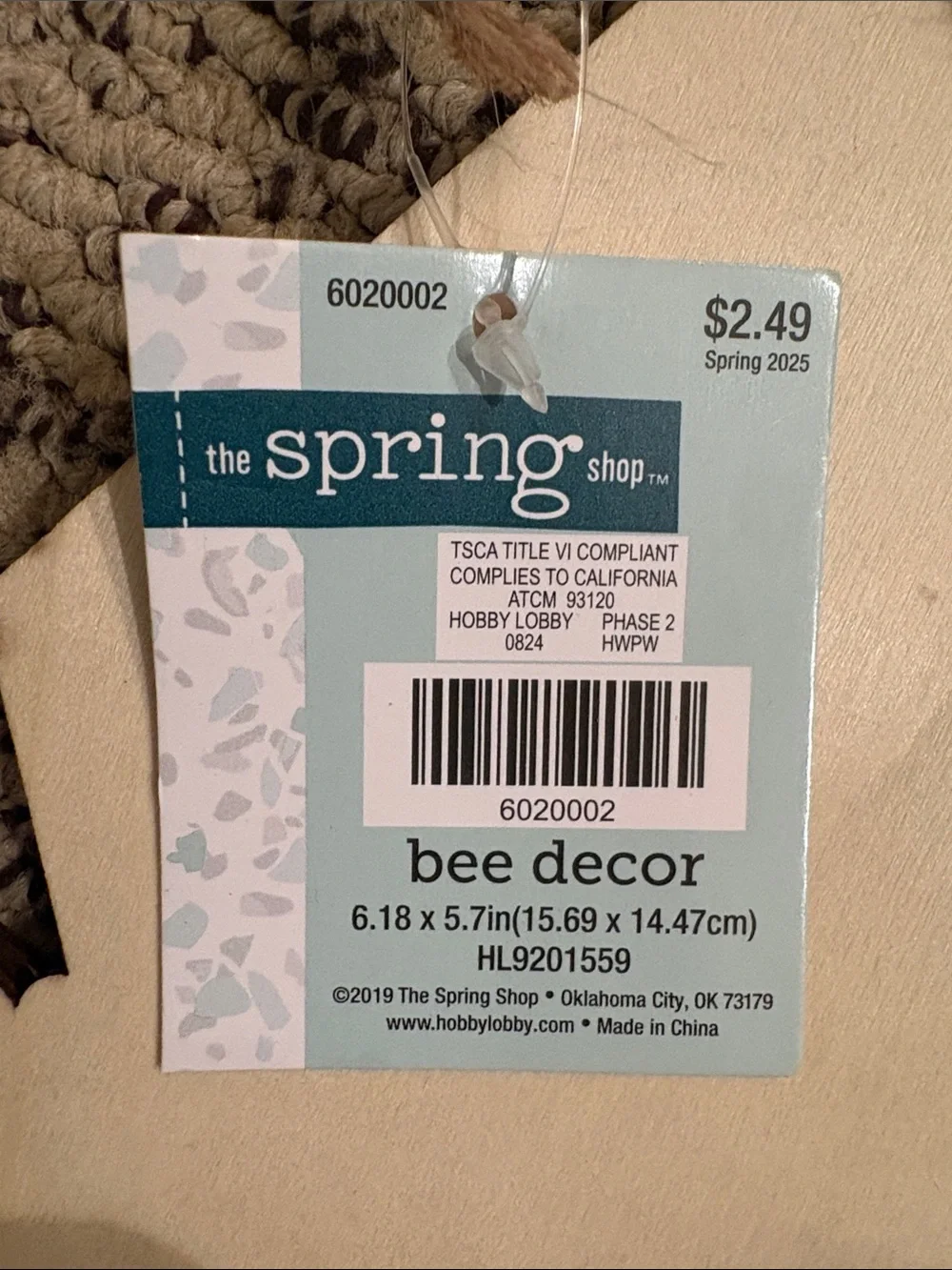Hobby Lobby Natural Wood Bee Hexagon Wall Accent with Floral Accents
